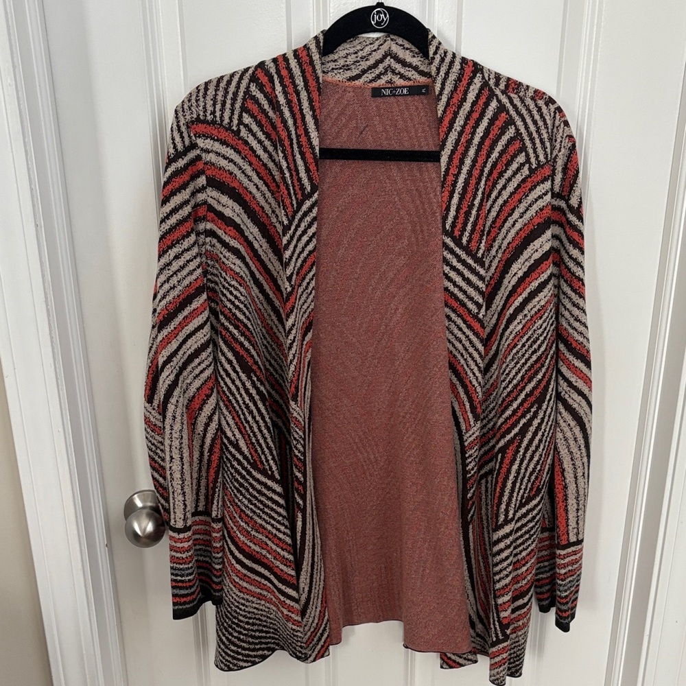 NIC+ZOE Women's Striped Open Front Cardigan